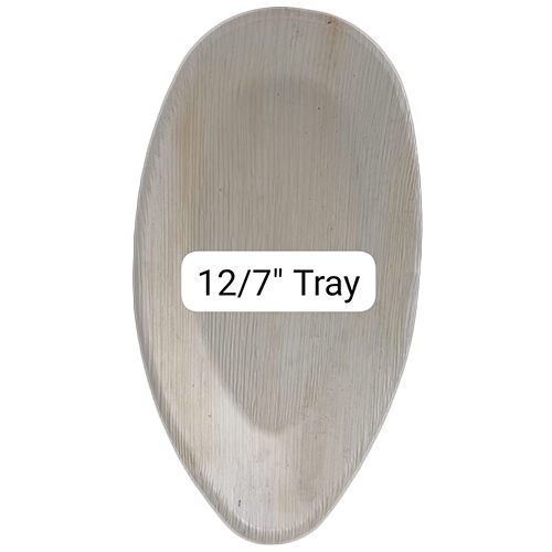 12X7 Inch Areca Leaf Disposable Tray - Color: Off White