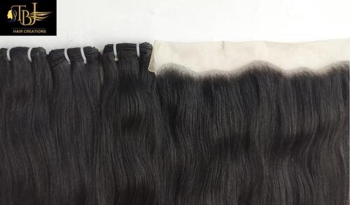 Raw Indian Unprocessed Natural Straight Human Hair Bundles with matching Transparent Lace Frontal