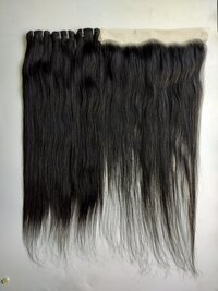 Raw Indian Unprocessed Natural Straight Human Hair Bundles with matching Transparent Lace Frontal