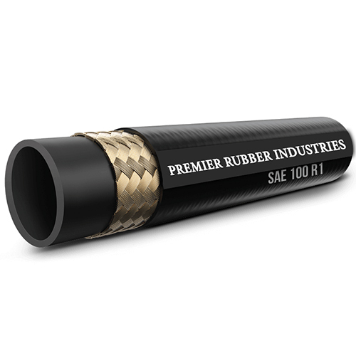 R1 1Sn Single Wire Braided Hydraulic Hose - Color: Black