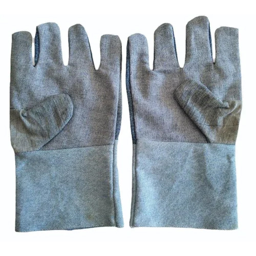 Cotton Knitted Safety Grey Hand Gloves