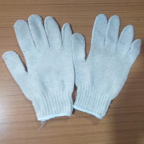 White Cotton Knitted Gloves