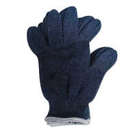 Blue Cotton Knitted Gloves