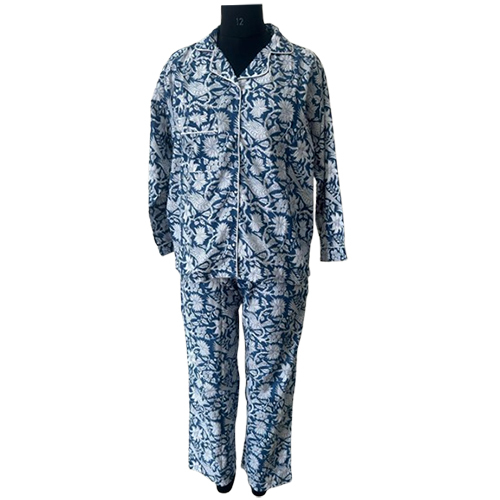 Modern Printed Full Night Suit - Color: Blue