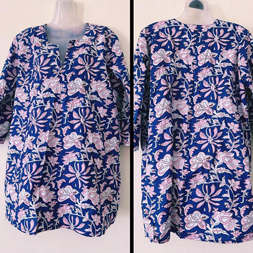 Printed Short Kurti - Color: Blue