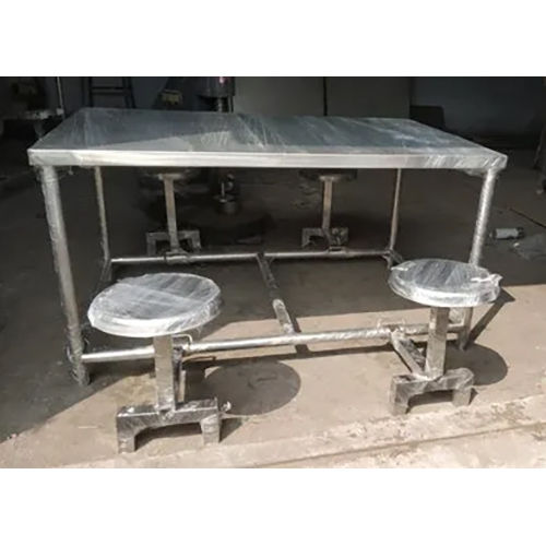 4 Seater Stainless Steel Dining Table Set - Color: Silver