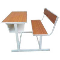 School Dual Desk Bench - Iron And Wood, Height 2-2.5 Feet | Rust-proof Finish, No Assembly Required, Warranty Included