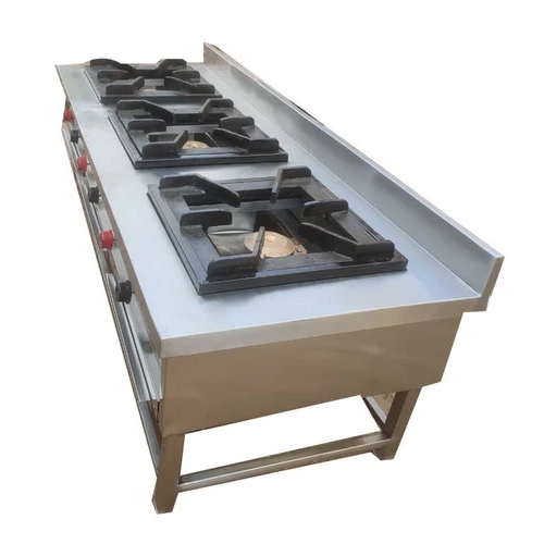 Commercial Stainless Steel Three Burner Gas Stove