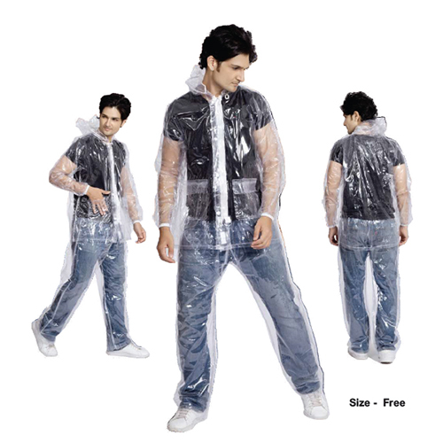 54A Rainbow Clear PVC Adults Rainsuit