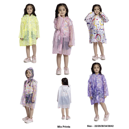 08G - GALAXY Printed PVC Girls ( Pleat ) Raincoat