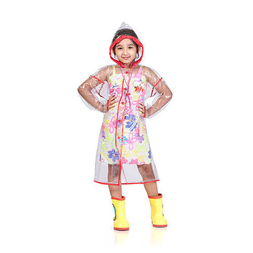 12K - Clear Pvc With Piping ( Bag ) Kids Raincoat - Feature: Waterproof