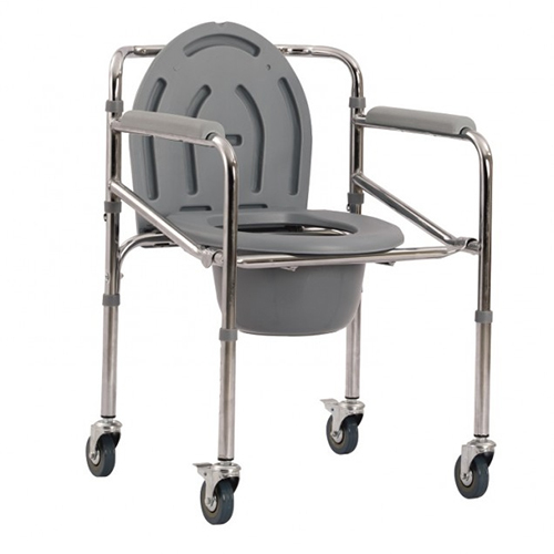 KW 696 Grey Commode Chair With Wheels