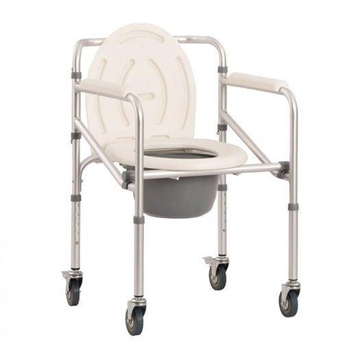 Kw 696) Commode Chair Aluminium With Wheels - Color: Silver