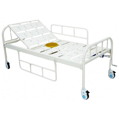 KW 579 Backrest Semi Fowler Cot With Commode Railings And Wheels