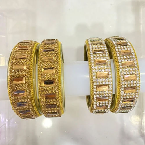 Golden Glass Bangles Set - Diameter: 2-2