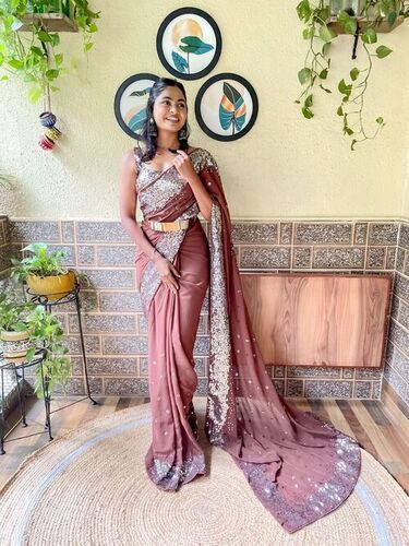 georgette sequins  saree