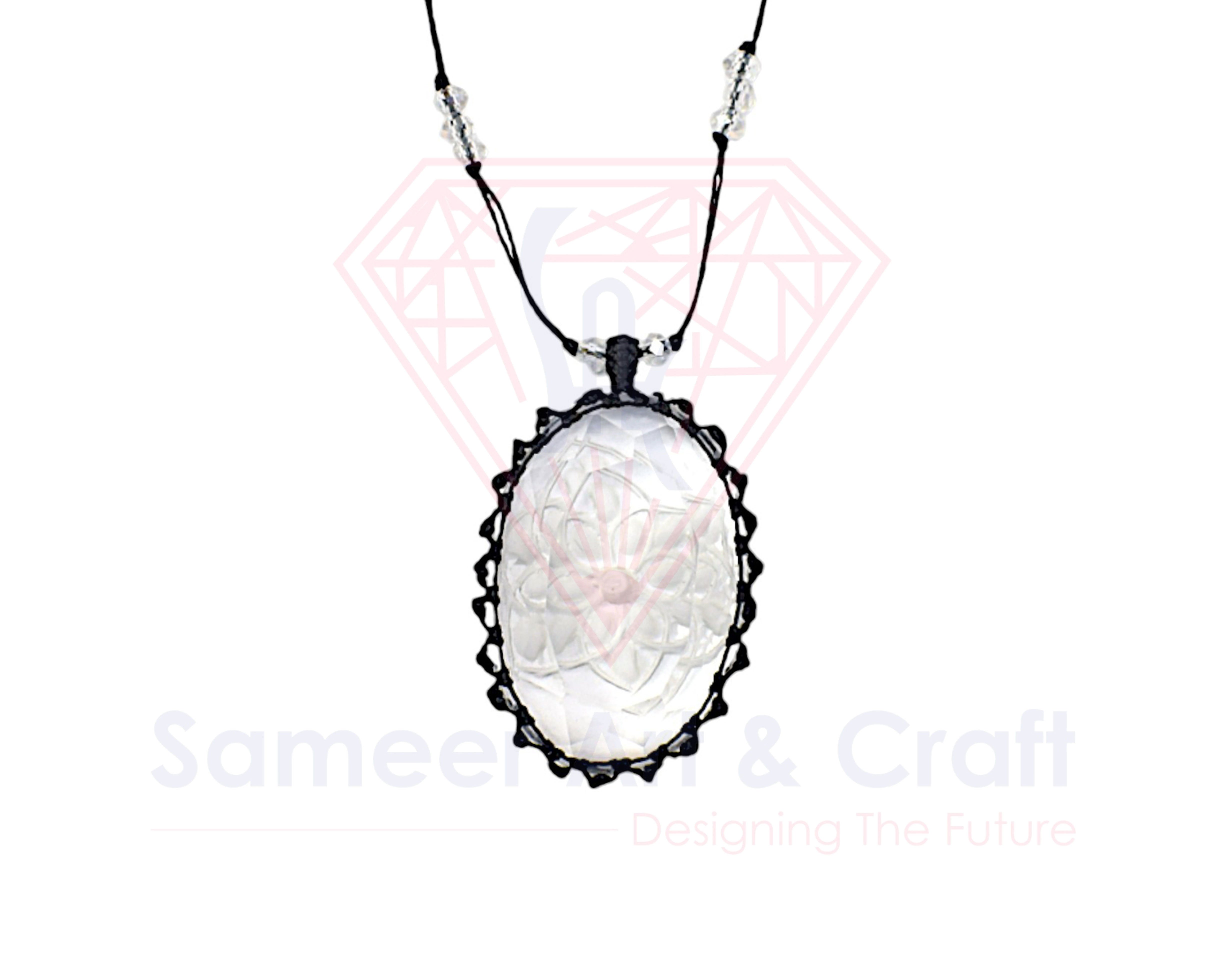 Natural Oval Shape Gemstone Carving Thread Pendant