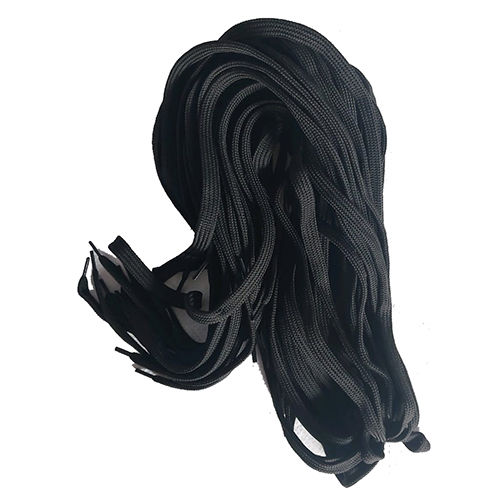 Black Cotton Tube Rope Draw Cord - Style: Dyed