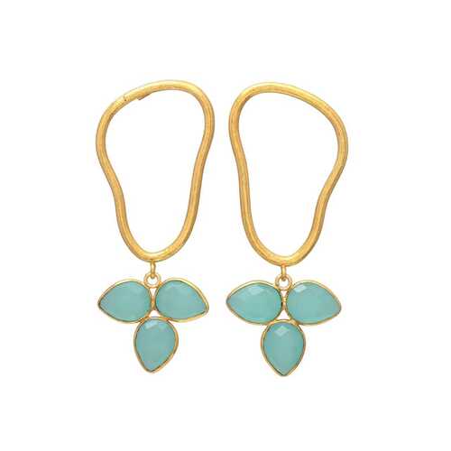 New arrival Aqua chalcedony gemstone earrings