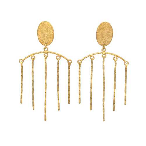 New arrival gold plated long brass earrings