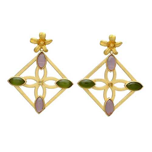 New arrival golden square shaped flower design earrings