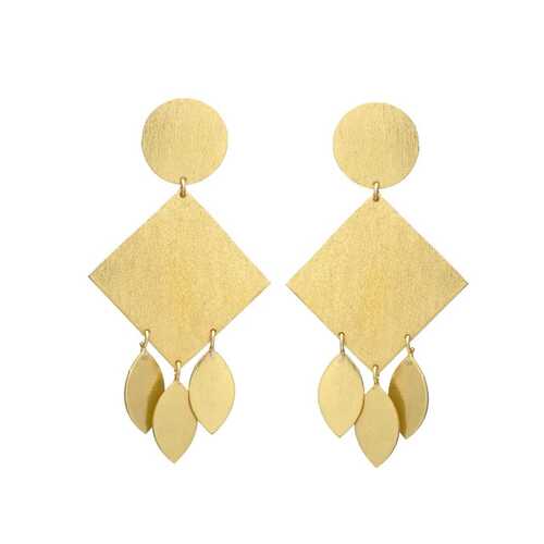 New arrival long gold plated brass dangle earrings