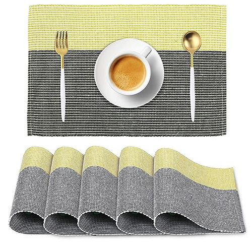 Ribbed Placemat Yellow Grey - Application: Household