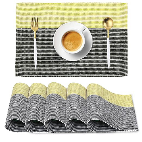 Ribbed Placemat Yellow Grey