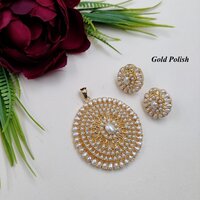 Roundy Shape Shiny American Diamond Locket Set