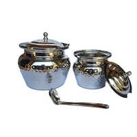 1045  Ghee Pot Hammered (lotus) - Material: Metal