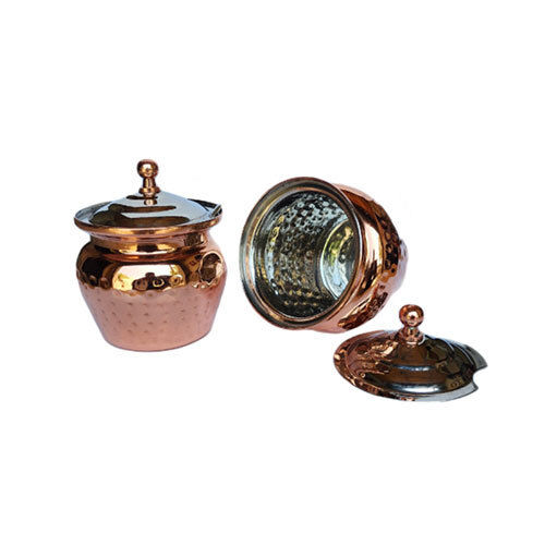 1046 Ghee Pot Steel Copper Hammered - Material: Metal