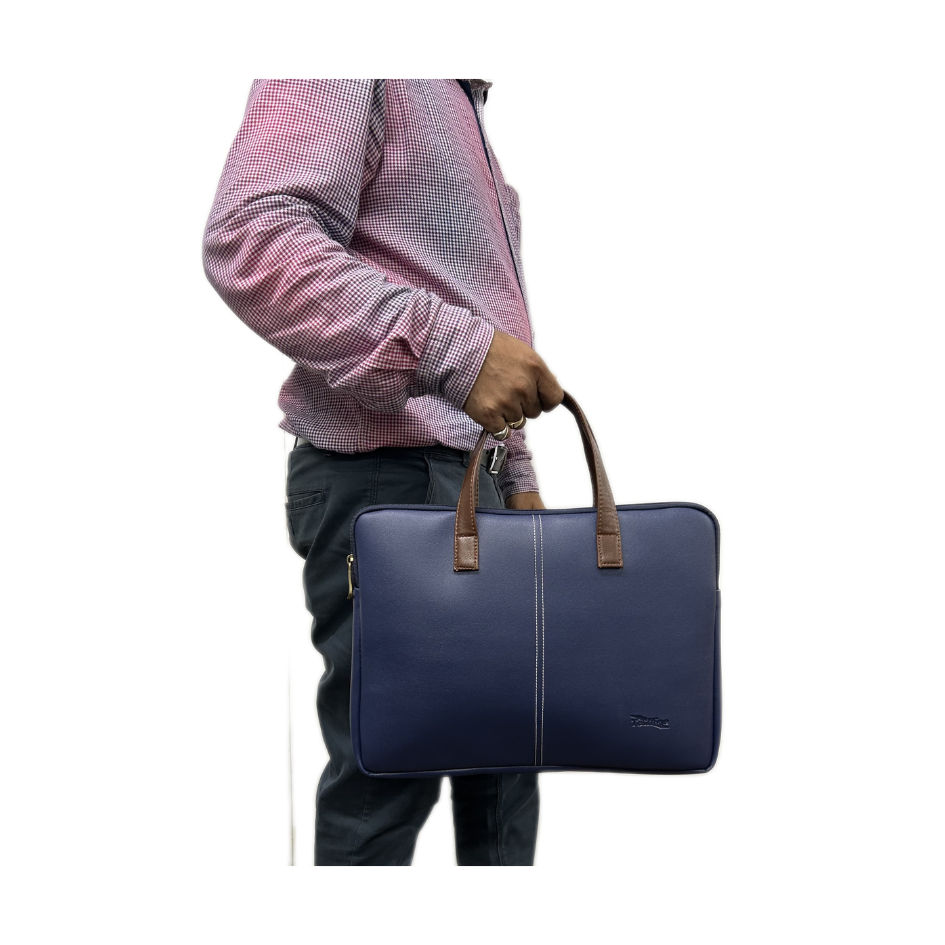 vegan leather laptop sleeve blue