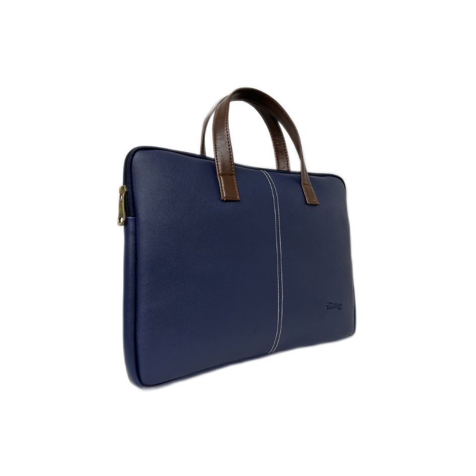 vegan leather laptop sleeve blue