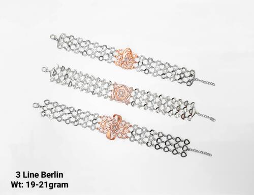 New Design 92.5 3 Line Berlin Silver Bracelet