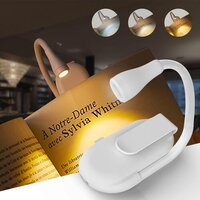 Book Light For Night Reading In Bed - Plastic, 3.15x1.57x0.66 Inches, White | Usb Rechargeable, 360 Flexible Neck, 3 Brightness Levels