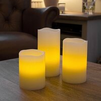 Luma Colour Changing Candles - Handmade Paraffin Wax, 15cm, 12.5cm & 10cm Heights, Amber Flame Imitation | Remote Controlled, Set Of 3 Multicolor Candles