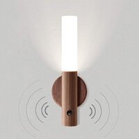 Intelligent Induction Lamp - Wood Glass 18x6x2.5 Cm | Motion Activated, Dimmable Warm White Light, Rechargeable Battery, Wall Mountable