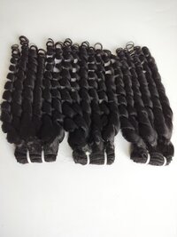 Indian Roll Curly Machine Weft Human Hair Extension Bundles with Lace Closure