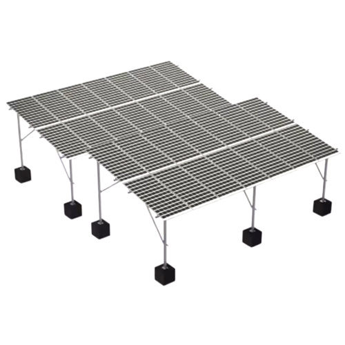 2P-Elevated Rack Flat Roof Solar Panel - Color: Black