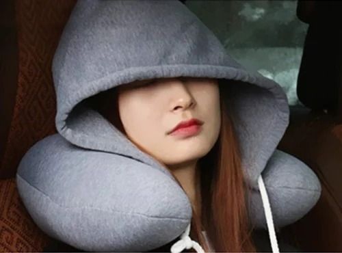 Hoodie Travel Neck Pillow Memory Foam - Color: Mix Colour