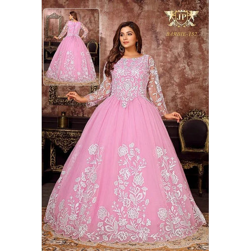 Ladies Pink Net Designer Gown - Color: Different Available