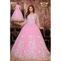 Ladies Pink Net Designer Gown - Color: Different Available