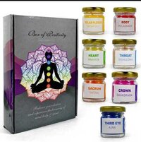 Seven Chakra Candle Gift Pack - Paraffin Wax, Handmade, Multi Color, 6 Hours Burning Time, Flowery Scent, Customizable Logo, Cotton Wick