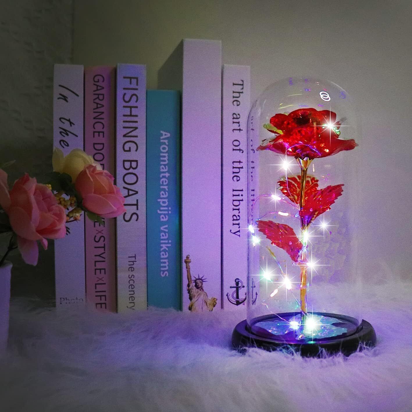 Rose flower butterfly night lamp