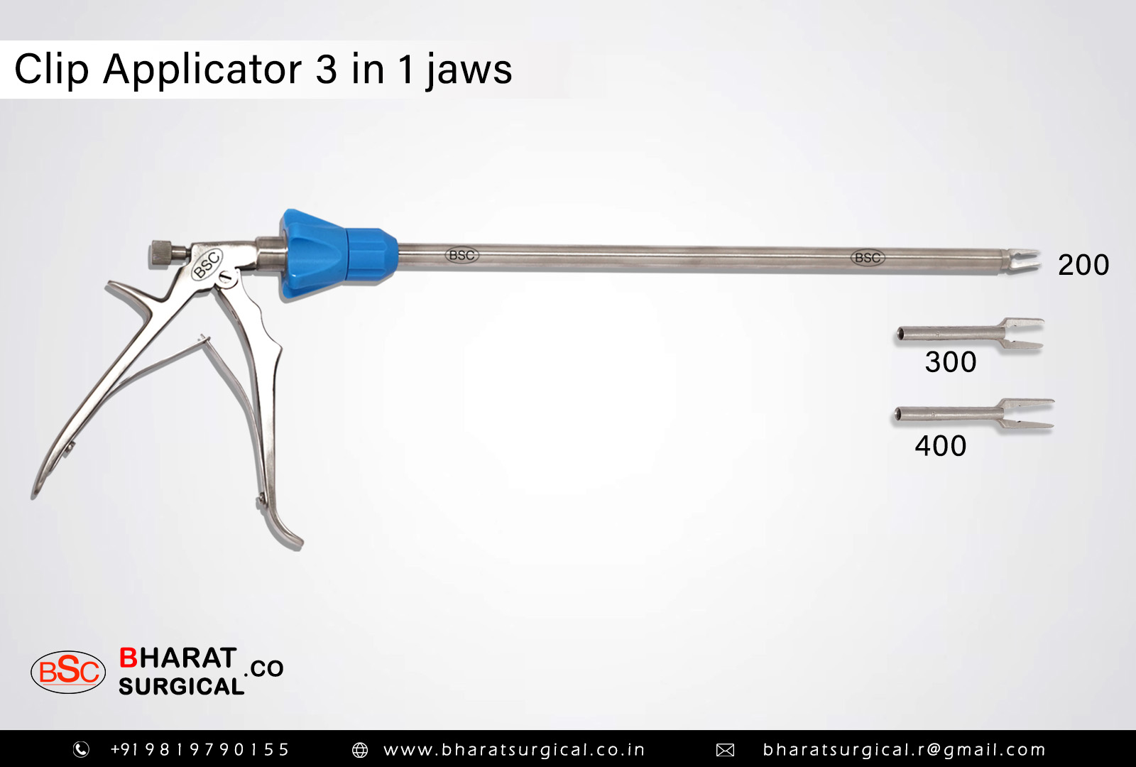 Clip Applicator Set of 3 special short jaws