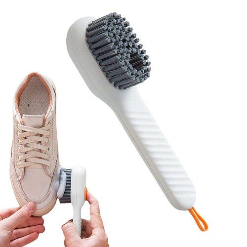 V-Shaped Grout & Corner Scrub Brush - Plastic, 10x10x10 cm | 4-in-1 Multifunctional Cleaning Tool with Soap Dispenser, Durable Bristles for Deep Grime Removal in Bathrooms and Kitchens