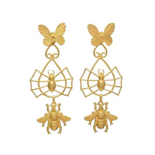 New arrival golden butterfly and bee dangle earring set