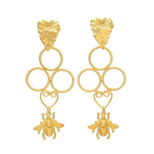 New arrival golden heart and bee dangle earring set