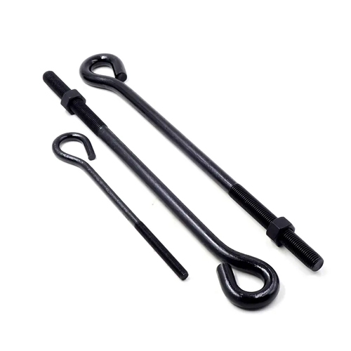 DIN529 Foundation Bolts - Tempered Steel, Customizable Size, Matte Black Finish - Galvanized for Corrosion Resistance, Heavy-Duty Industrial Use