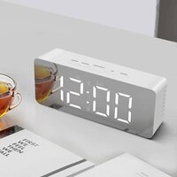 Mirror Digital Led Alarm Clock - 10x8x10 Cm , Usb & Battery Powered, Large Display, Snooze Function, Temperature Display, Gently Wakes You Up, Dual Brightness Settings